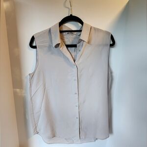 Uniqlo Collared Tank Top Button-Up, Light Gray, L